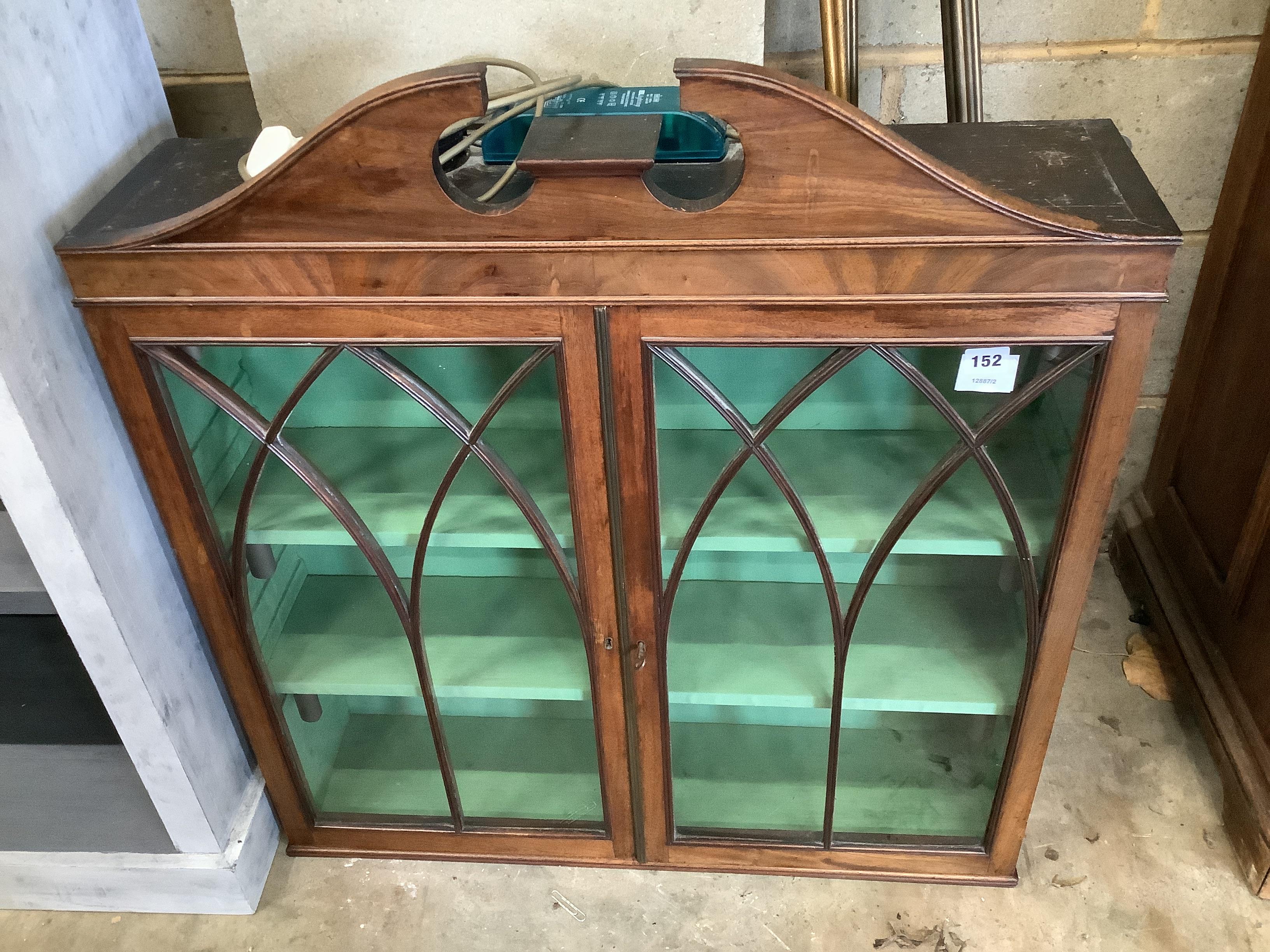 A small George III style mahogany bookcase top, width 80cm, depth 21cm, height 89cm